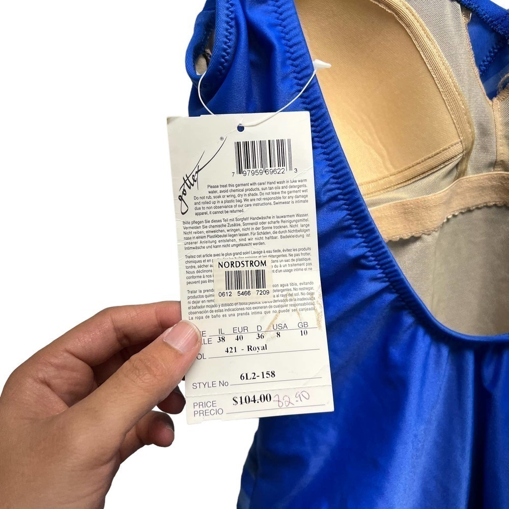 Gottex One Piece Swimwear Vneck Royal Blue - Picture 6 of 7